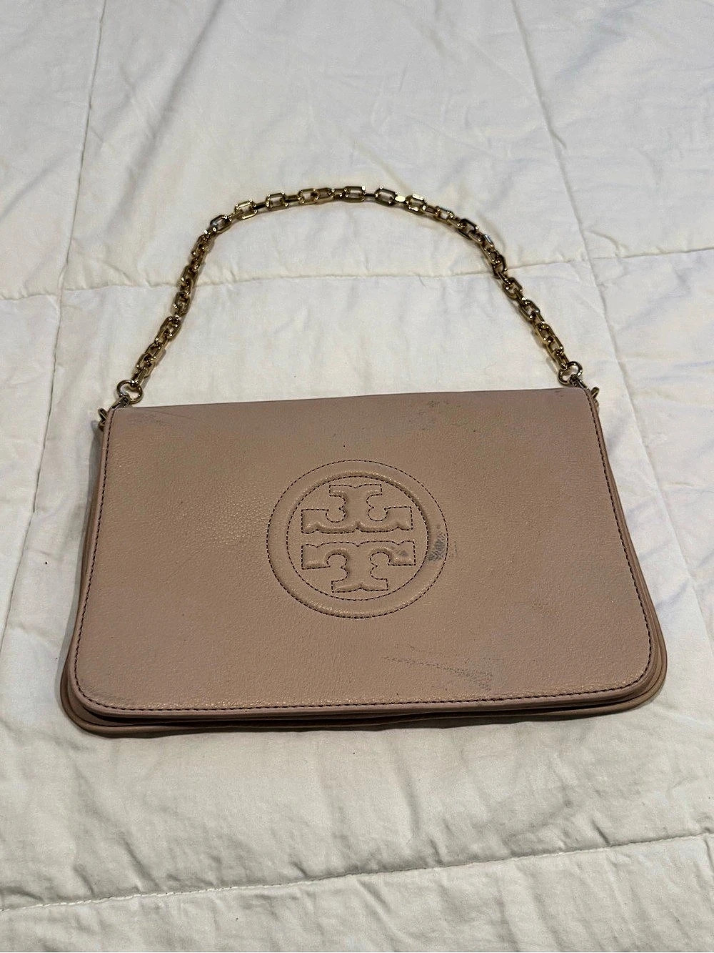 Tory Burch Chain Shoulder Bag in Nude
